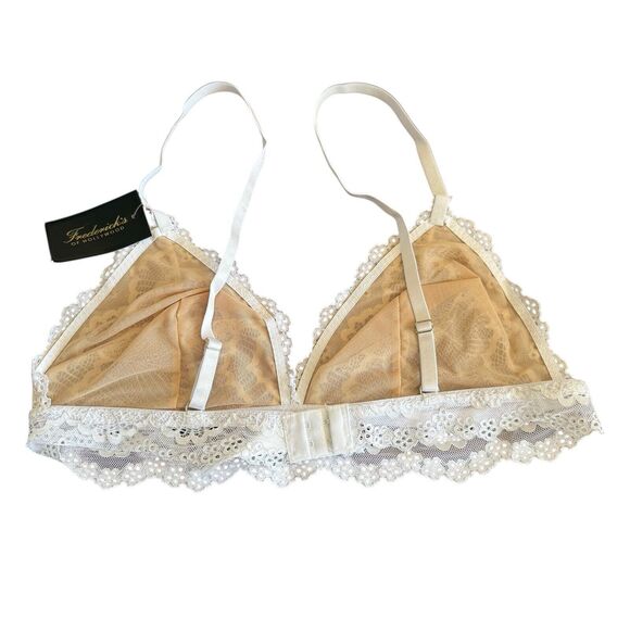 Frederick's Hollywood Lace Bralette Panty Set 1X White Nude Bridal Bow Sexy NWT - Picture 7 of 13